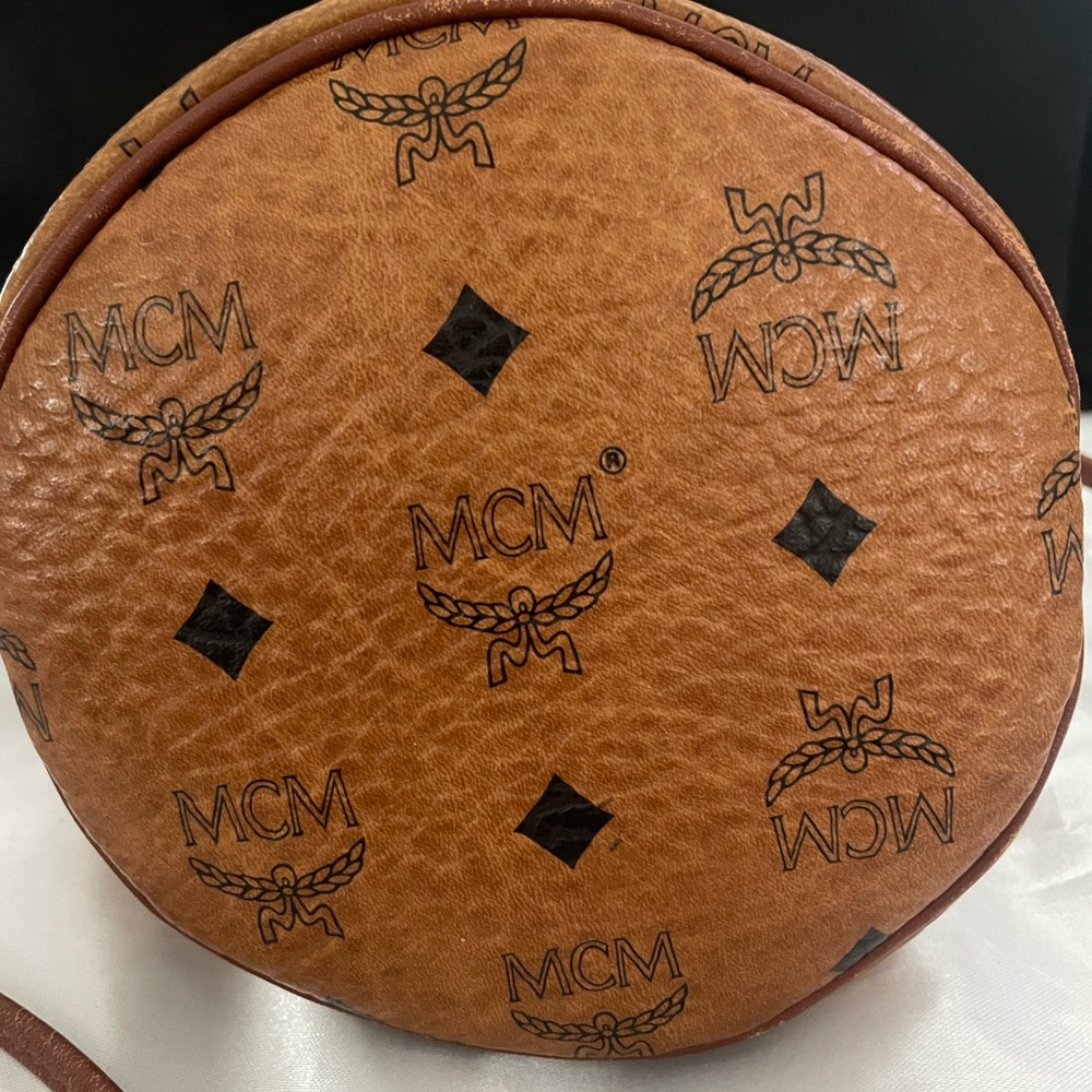 Cognac Mini Mcm Draw String Bucket Bag - image 4